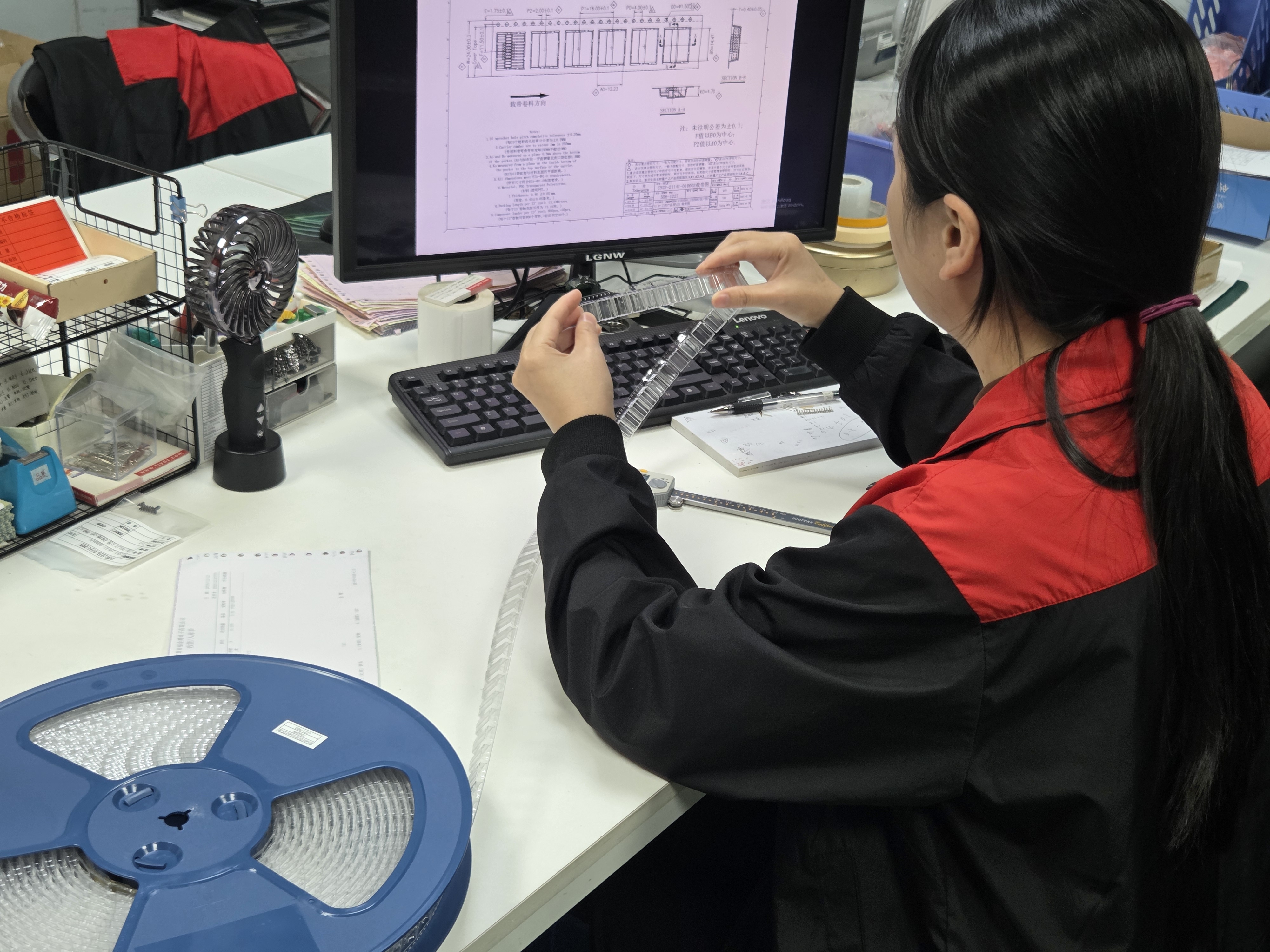 Technician performs incoming material inspection as the first step of our Quality Control Process